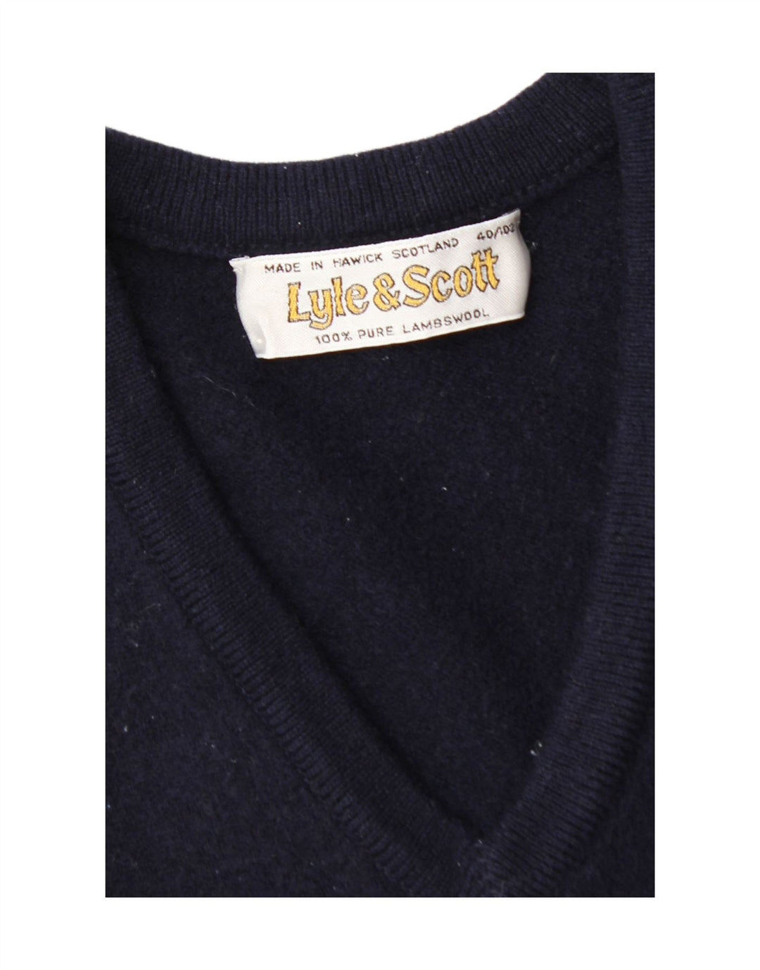LYLE & SCOTT Womens V-Neck Jumper Sweater EU 40 Medium Navy Blue Vintage Lyle & Scott and Second-Hand Lyle & Scott from Messina Hembry 