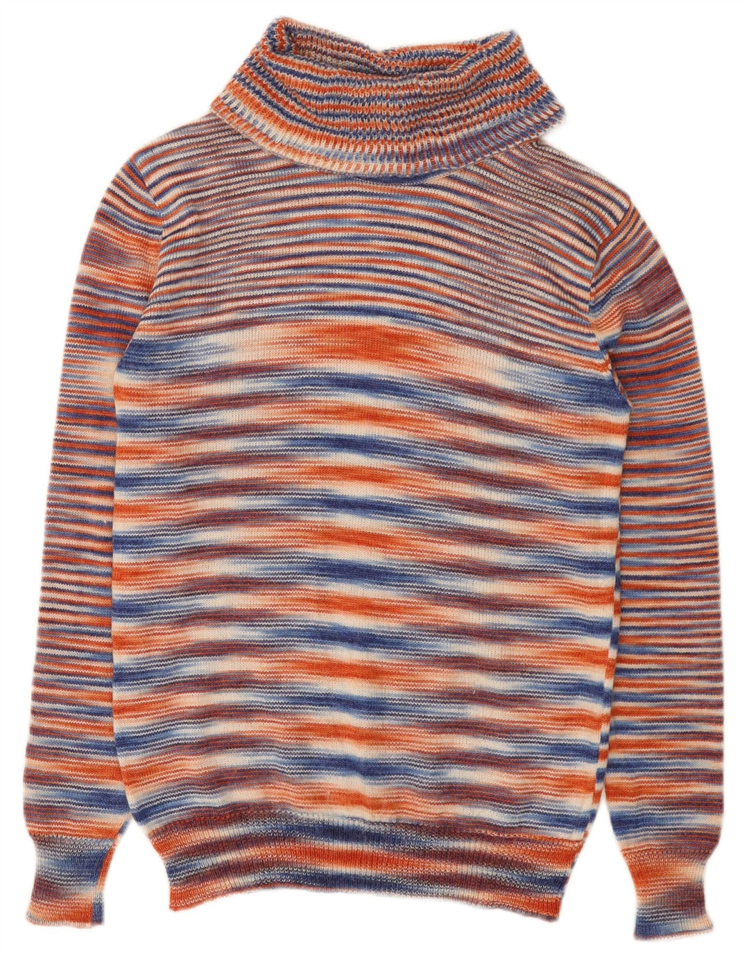 VINTAGE Womens Roll Neck Jumper Sweater UK 10 Small Multicoloured Striped