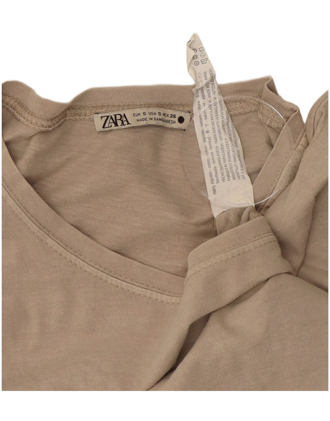 ZARA Womens Crop Blouse Top UK 10 Small Grey Cotton
