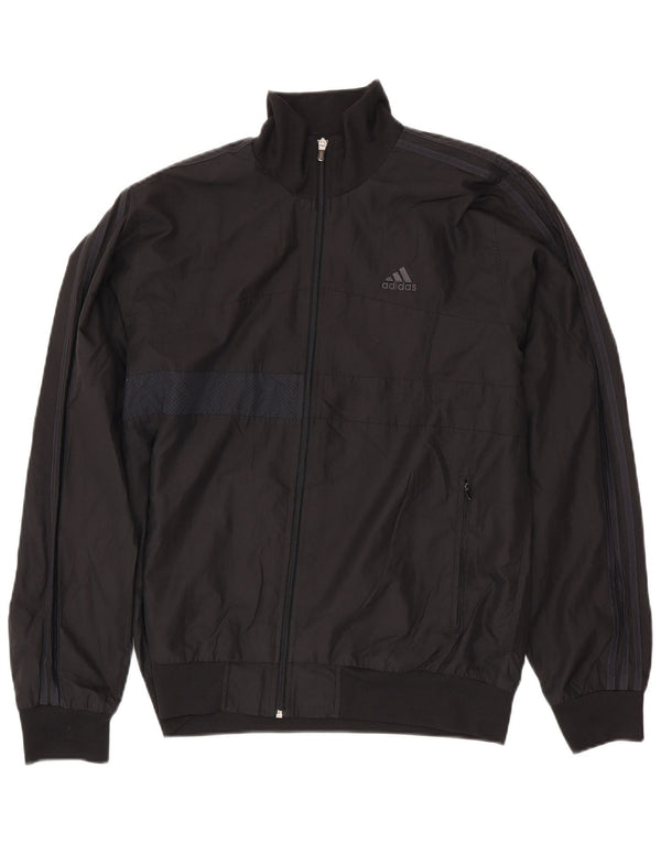 ADIDAS Mens Tracksuit Top Jacket UK 42/44 Large Black Polyester