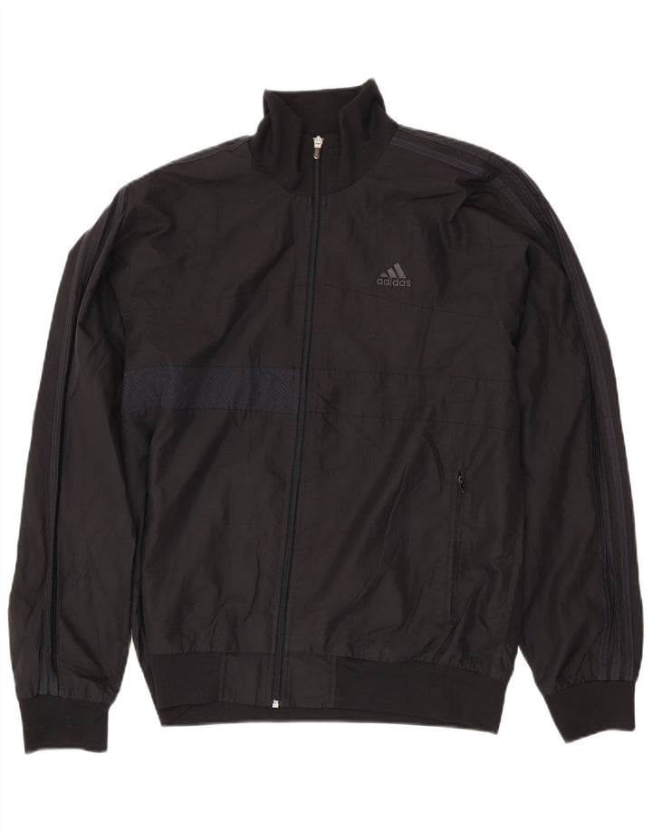 ADIDAS Mens Tracksuit Top Jacket UK 42/44 Large Black Polyester