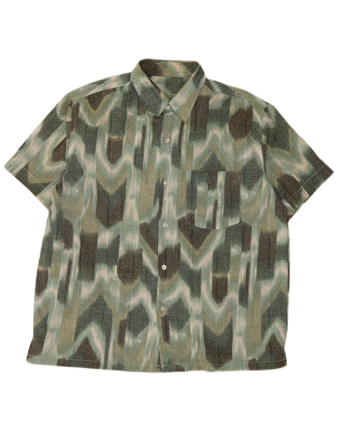 VINTAGE Mens Short Sleeve Shirt Large Green Geometric