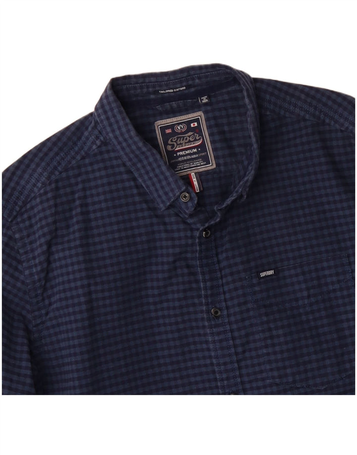 SUPERDRY Mens Shirt XL Navy Blue Gingham