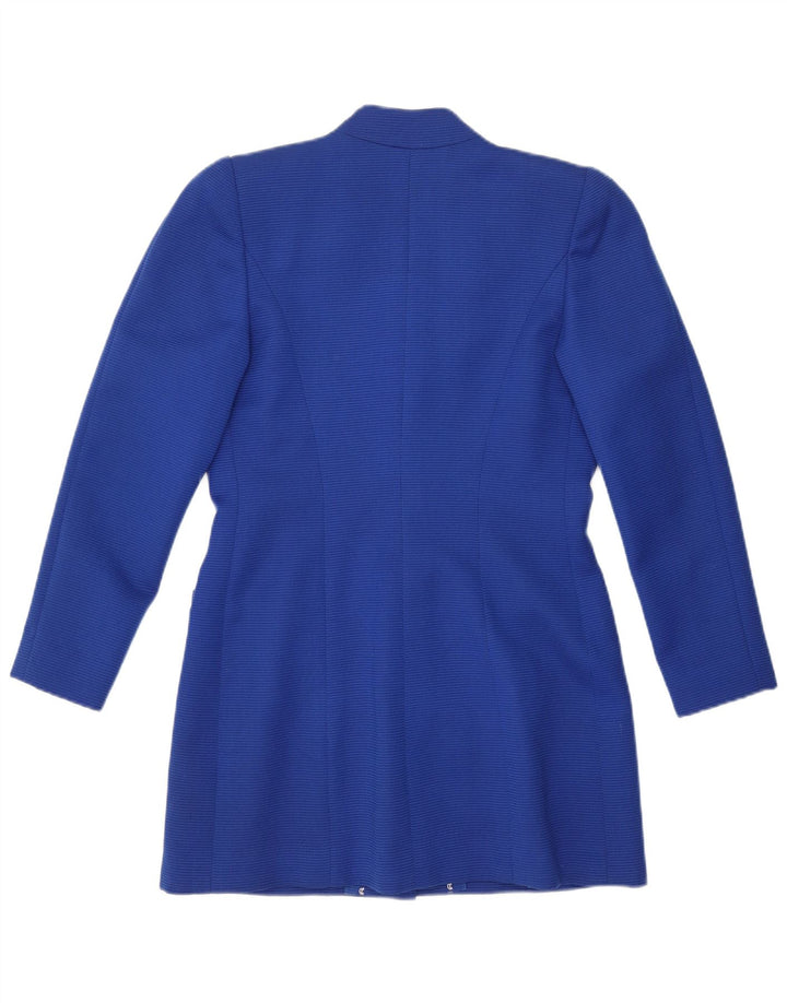 Vintage Womens Longline 4 Button Blazer Jacket UK 12 Medium Blue