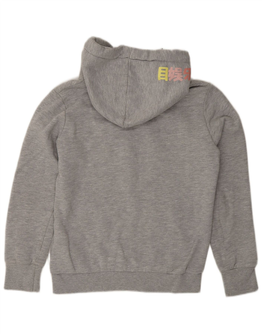 SUPERDRY Womens Graphic Hoodie Jumper UK 10 Small Grey Cotton