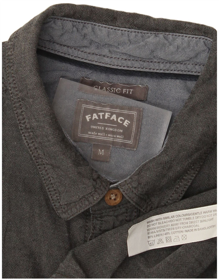 Fat Face Mens Short Sleeve Classic Fit Shirt Medium Grey Cotton