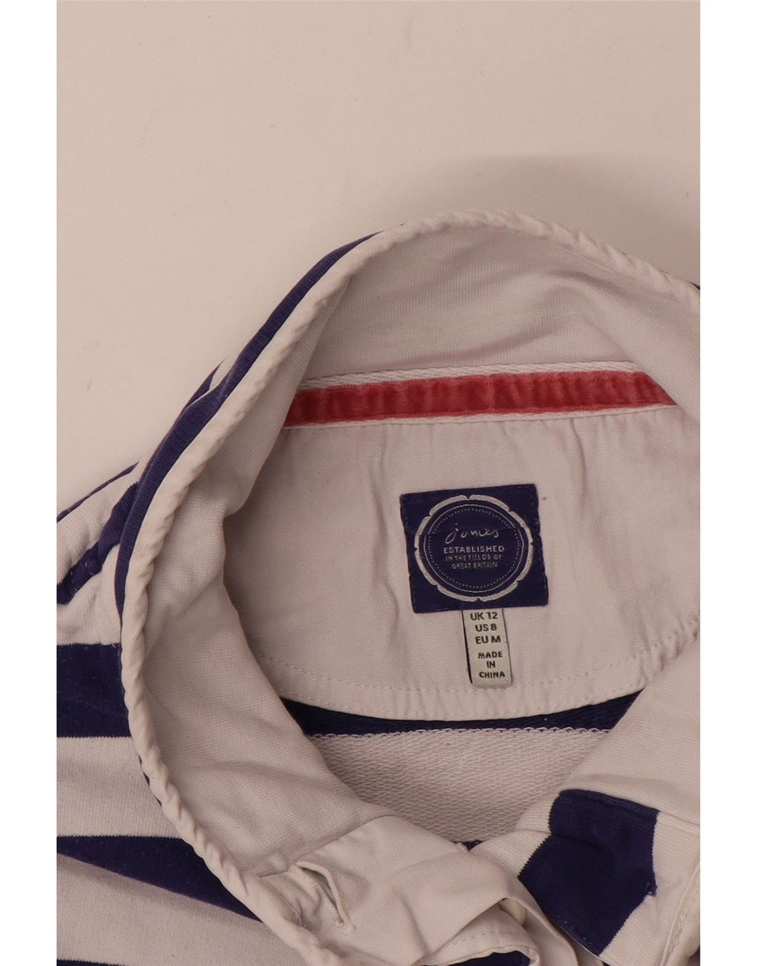 JOULES Womens Button Neck Sweatshirt Jumper UK 12 Medium Red Striped