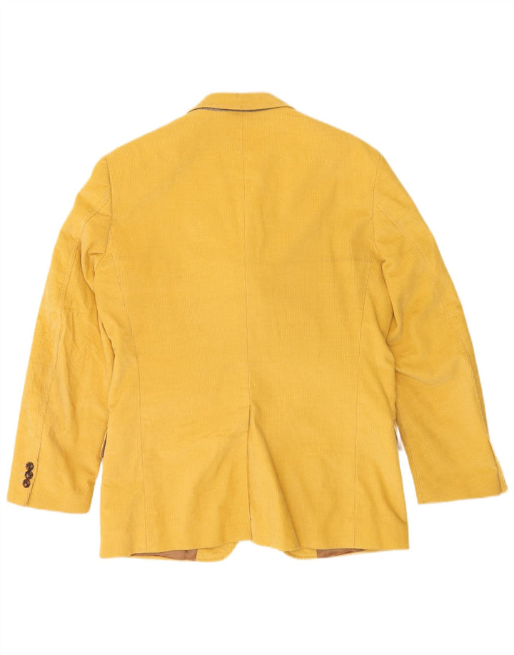 Brooksfield Mens 3 Button Corduroy Blazer Jacket IT 48 Medium Yellow Cotton
