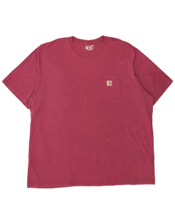 Carhartt Mens Loose Fit T-Shirt Top 3XL Burgundy Cotton