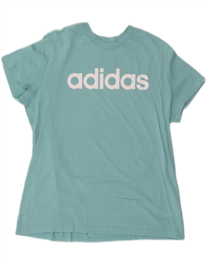 ADIDAS Womens Graphic T-Shirt Top UK 20/22 XL Blue Cotton