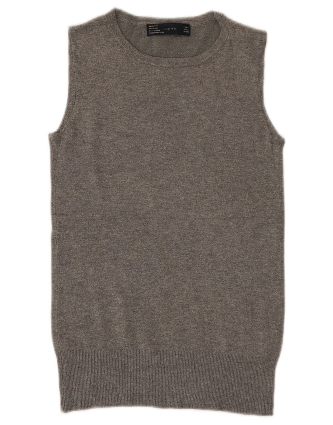 Zara Womens Vest Tank Top UK 8 Small Grey Rayon