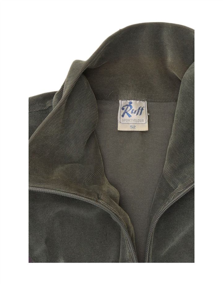 VINTAGE Mens Tracksuit Top Jacket IT 52 Large Grey Colourblock Cotton