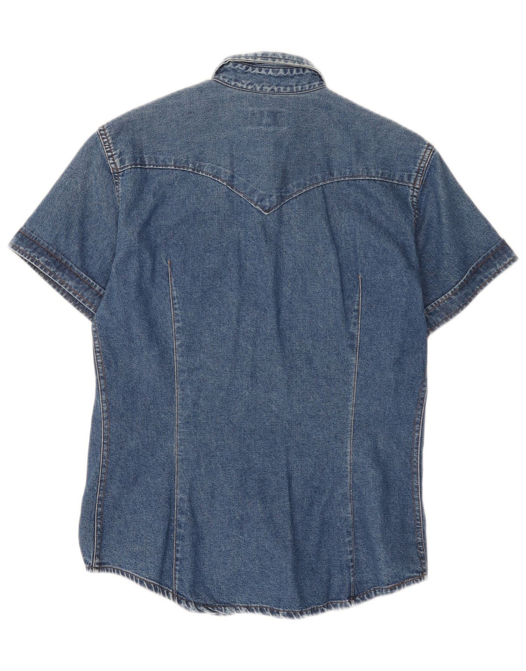 Vitamina Womens Short Sleeve Denim Shirt UK 14 Medium Blue