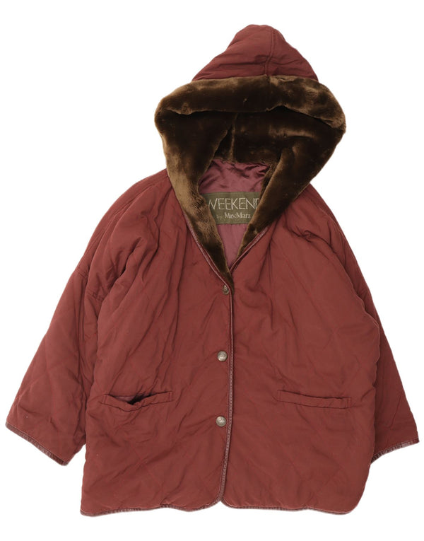 MAX MARA Womens Weekend Hooded Oversized Overcoat UK 10 Small Burgundy