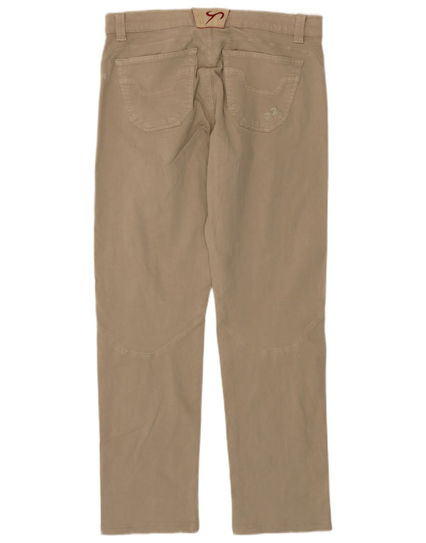 9.2 by Carlo Chionna Mens Straight Casual Trousers W36 L31 Beige Cotton