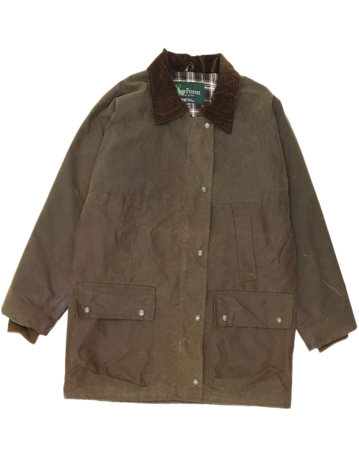 Vintage Womens Waxed Cotton Jacket UK 14 Large Khaki