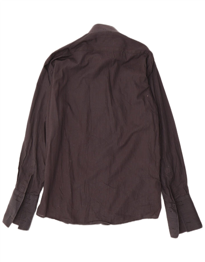 PIERRE CARDIN Mens Formal Shirt Size 16 1/2 41 Large Black Pinstripe