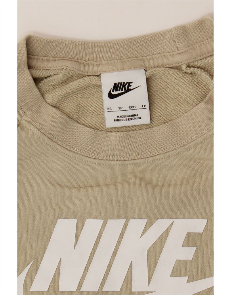 NIKE Womens Oversized Graphic Sweatshirt Jumper UK 6 XS Beige Cotton Vintage Nike and Second-Hand Nike from Messina Hembry 