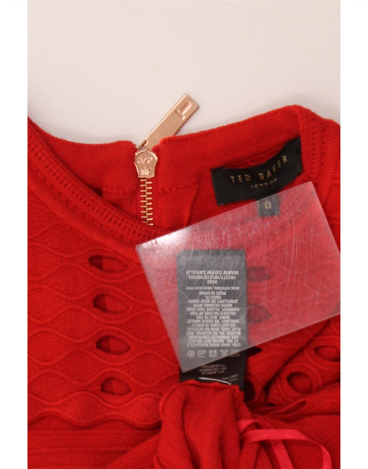 TED BAKER Womens Sleeveless A-Line Dress Size 0 2XS Red Acrylic