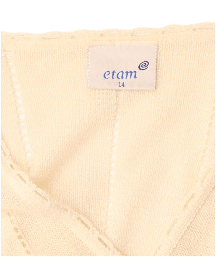 ETAM Womens Longline Cardigan Sweater UK 14 Medium Beige Acrylic