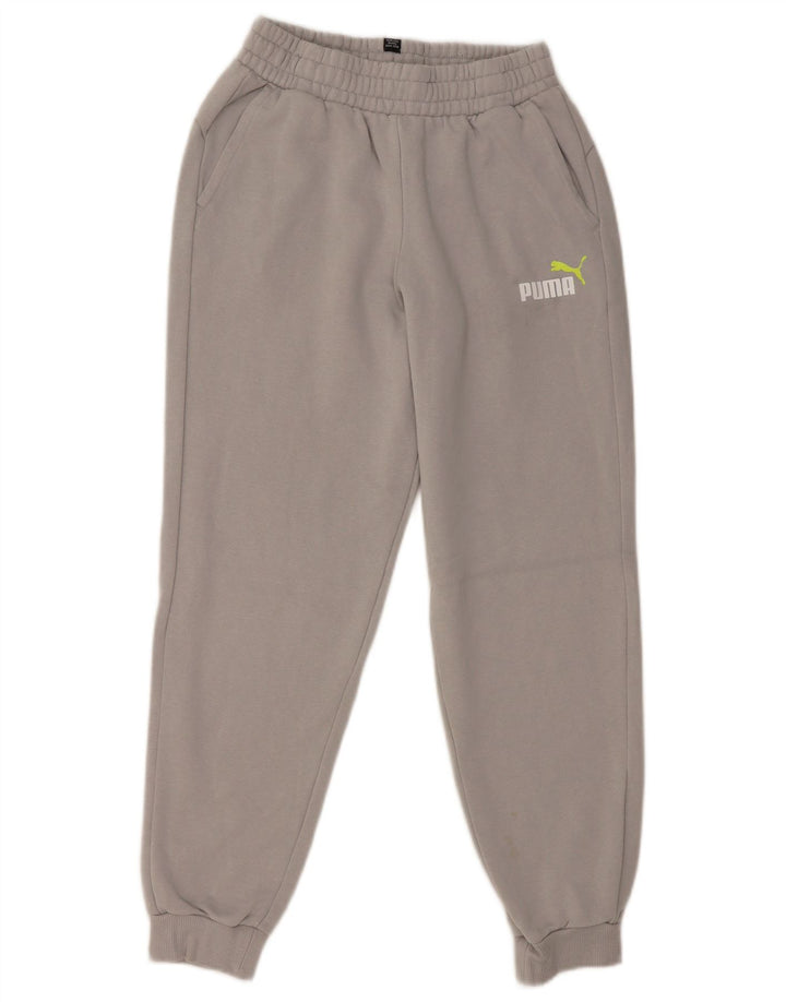 PUMA Boys Tracksuit Trousers Joggers 13-14 Years Grey Cotton