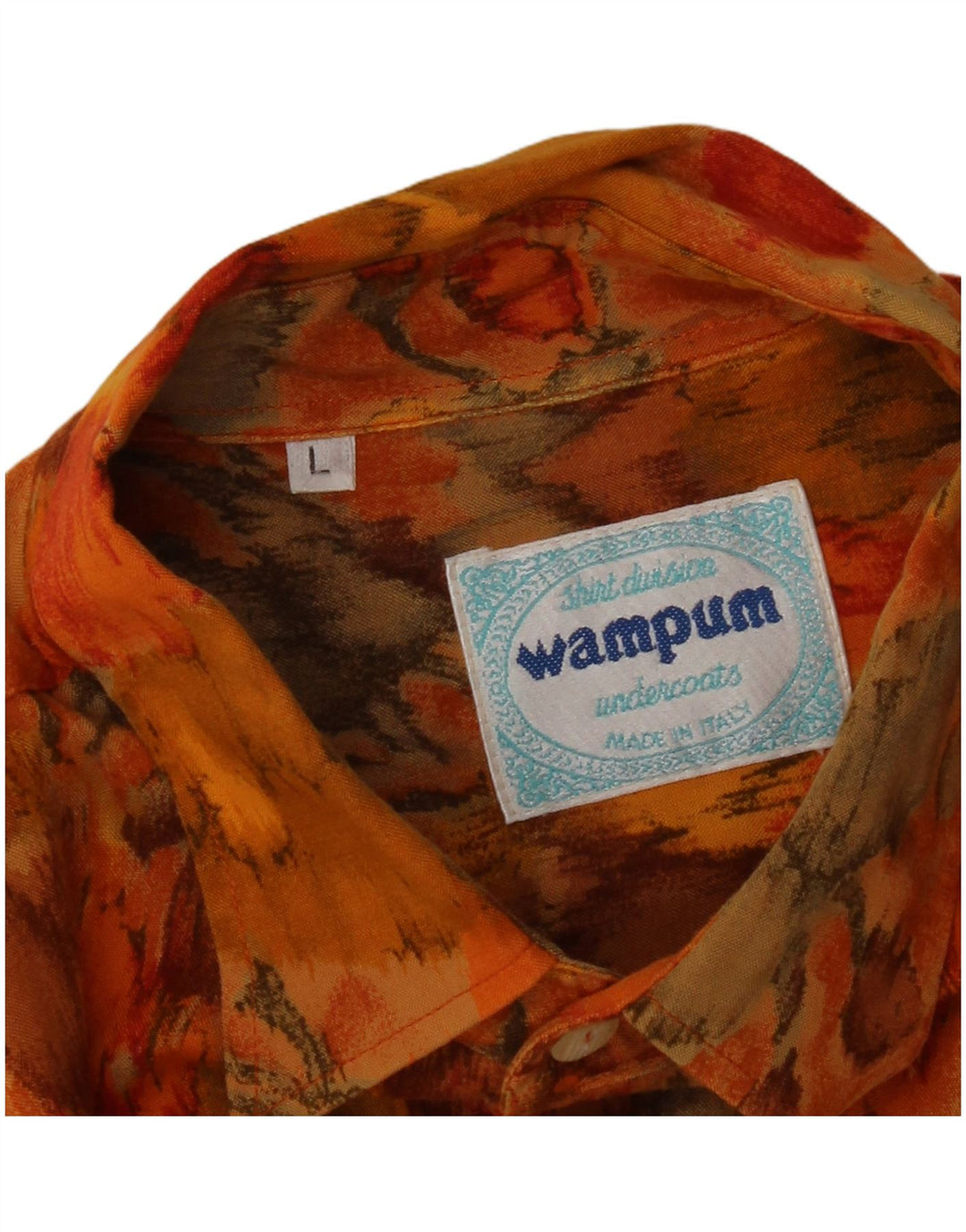 Wampum Mens Short Sleeve Shirt Large Orange Floral
