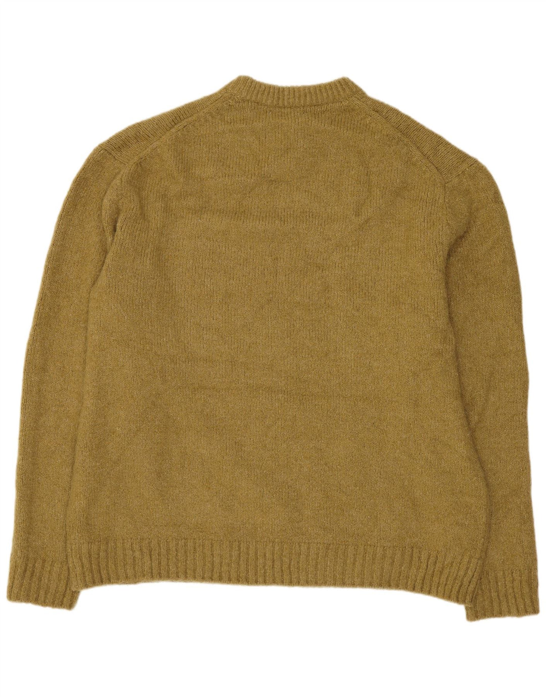 ZARA Mens Crew Neck Jumper Sweater XL Khaki Polyester