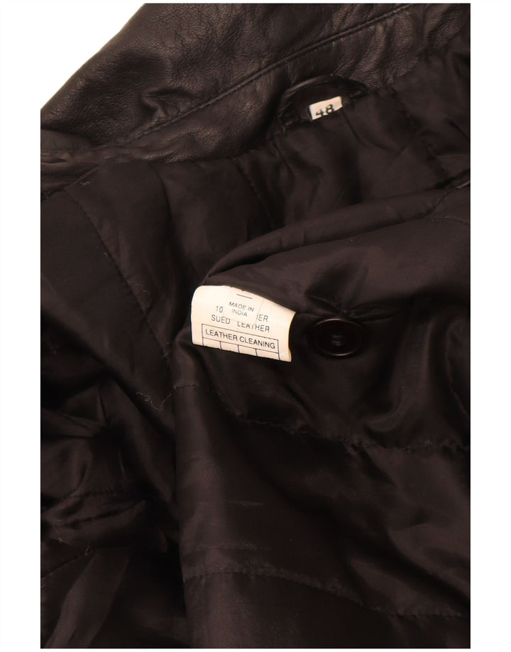 VINTAGE Mens Leather Jacket IT 48 Medium Black Leather