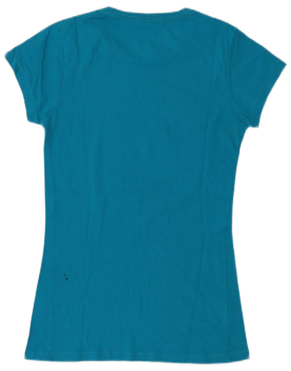 Hard Rock Cafe Womens Venice Graphic T-Shirt Top UK 12 Medium Blue Cotton