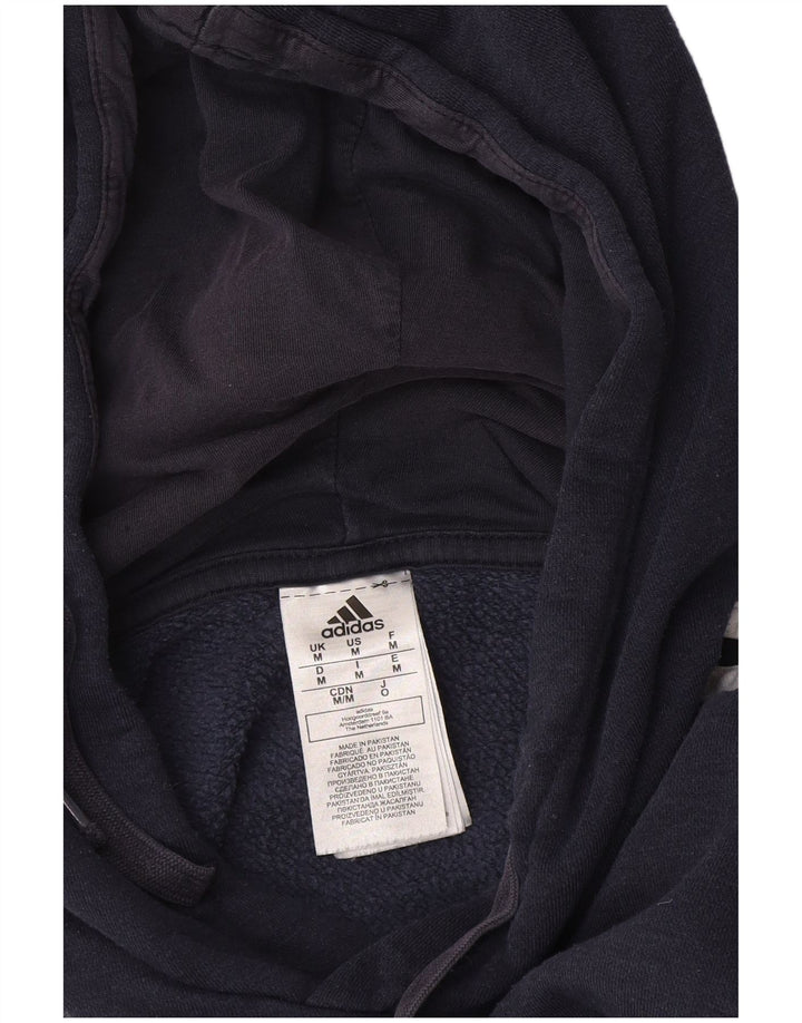 Adidas Mens Hoodie Jumper Medium Navy Blue Cotton