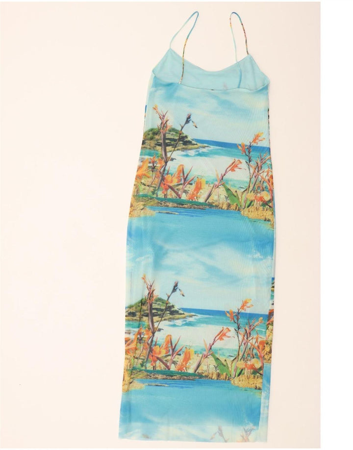 ZARA Womens Hawaiian Sundress UK 12 Medium Blue Polyester Beach Vintage Zara and Second-Hand Zara from Messina Hembry 