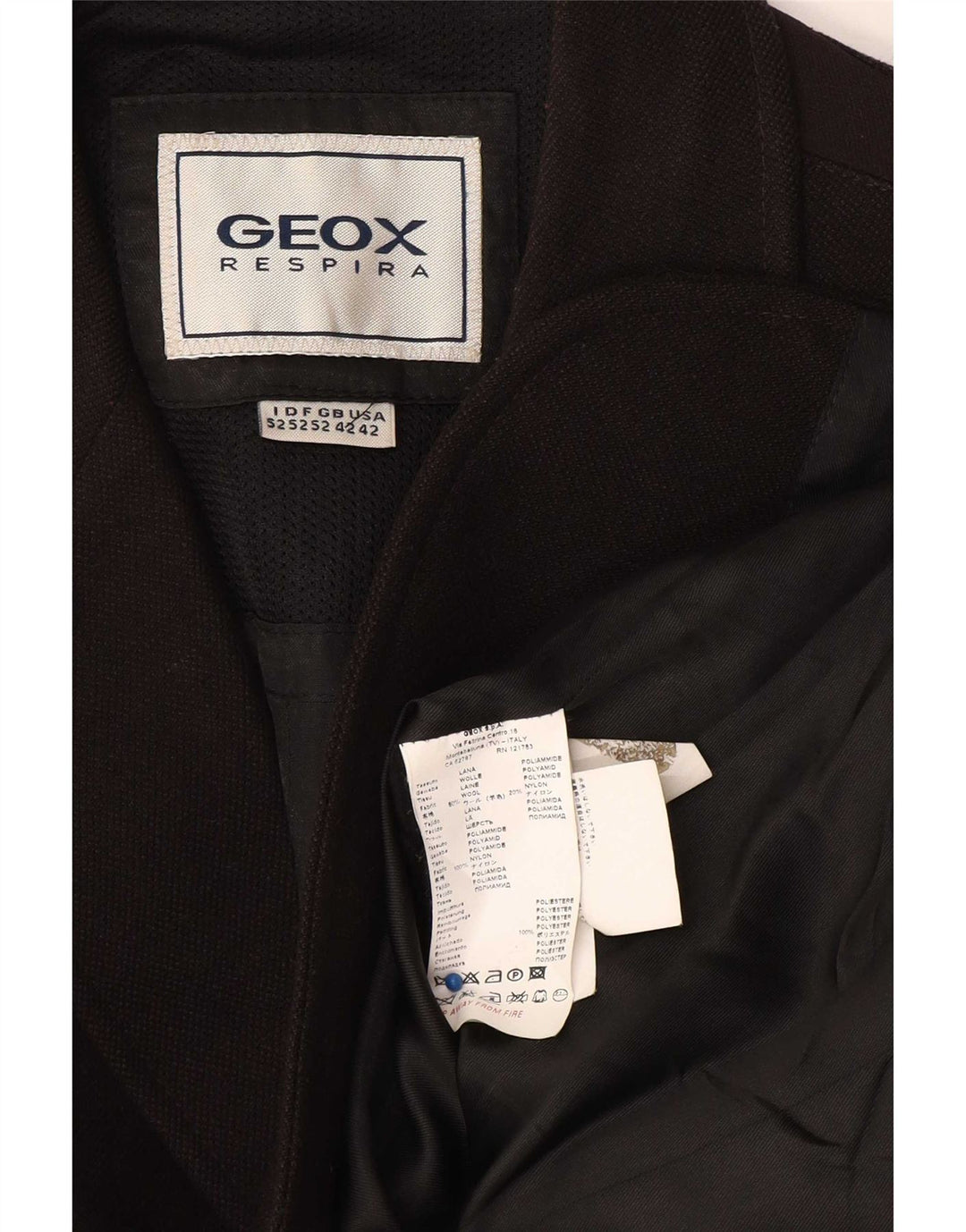 Geox Mens Respira 3 Button Blazer Jacket UK 42 XL Black Wool
