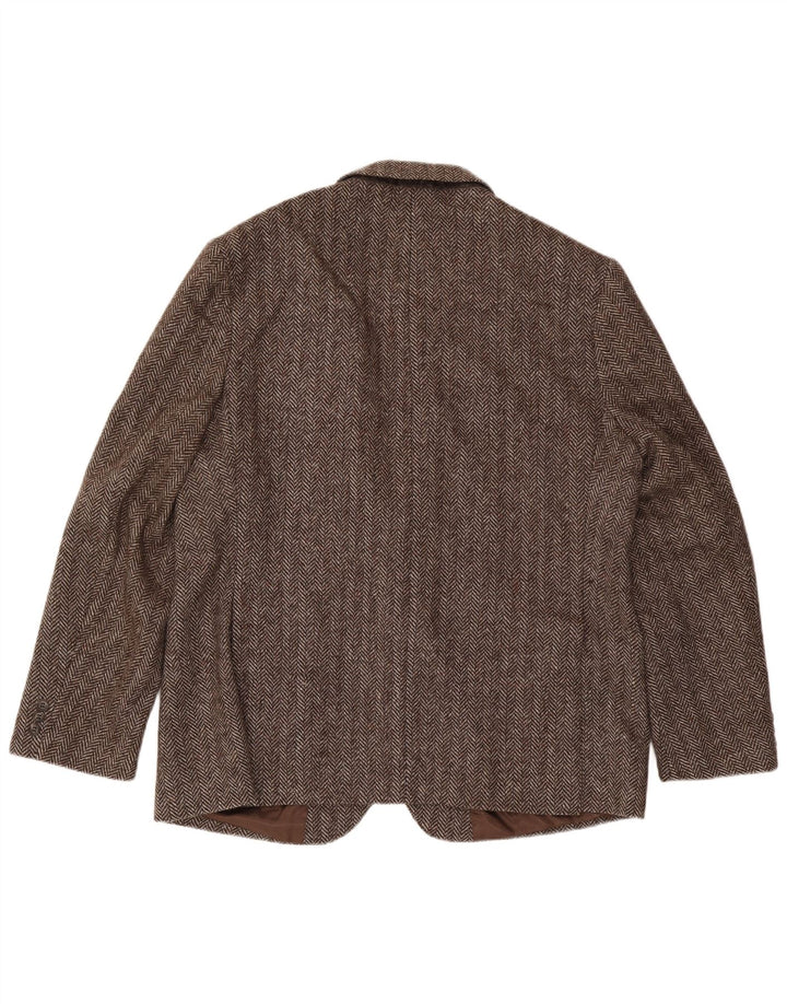 Four Seasons Mens 2 Button Blazer Jacket UK 48 4XL Brown Herringbone Wool