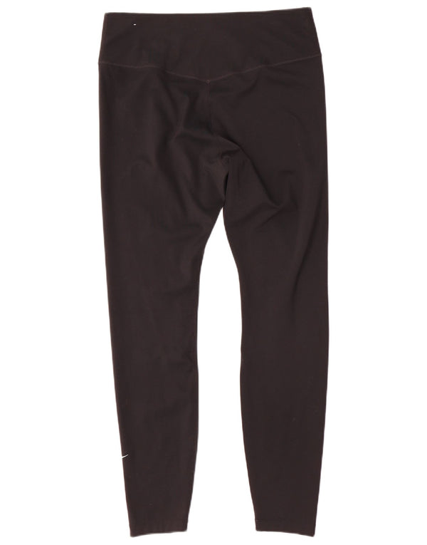 Nike Womens Dri Fit Leggings UK 16 Large Black Polyester