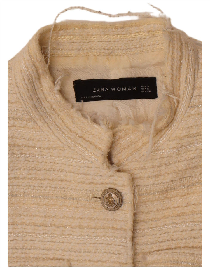 Zara Womens 4 Button Blazer Jacket UK 10 Small Off White