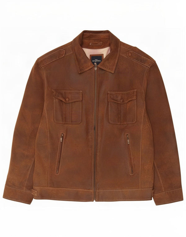 Engbers Mens Military Leather Jacket IT 58 4XL Brown