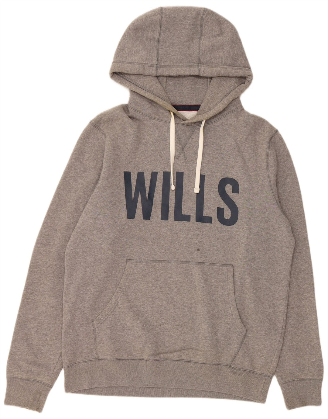 JACK WILLS Mens Graphic Hoodie Jumper Medium Grey Cotton