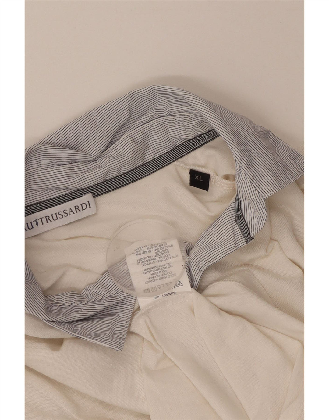 TRUSSARDI Womens Long Sleeve Rugby Polo Shirt UK 18 XL White Cotton