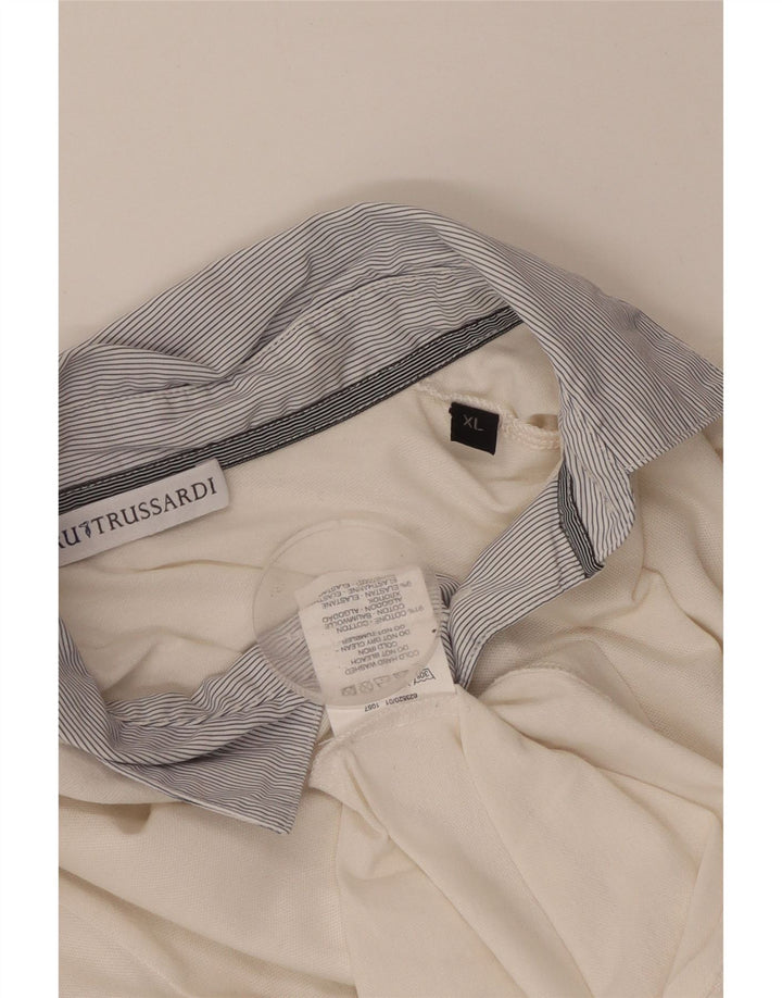 TRUSSARDI Womens Long Sleeve Rugby Polo Shirt UK 18 XL White Cotton