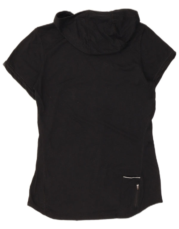 Nike Womens Dri Fit Hooded T-Shirt Top UK 10 Small Black Polyester