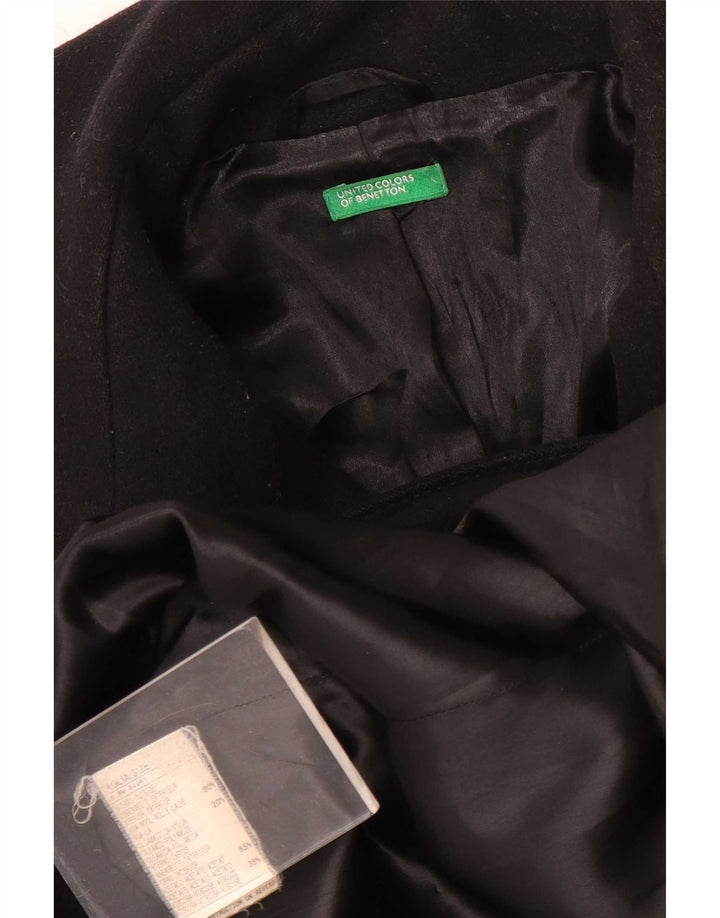 Benetton Womens Overcoat UK 14 Medium Black Wool