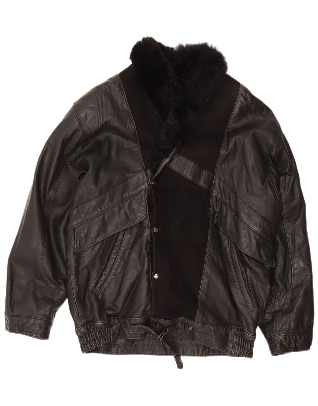 VINTAGE Mens Leather Jacket UK 36 Small Black Leather