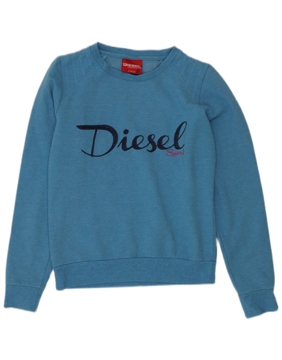Diesel Womens Graphic Sweatshirt Jumper UK 6 XS Blue Polyester
