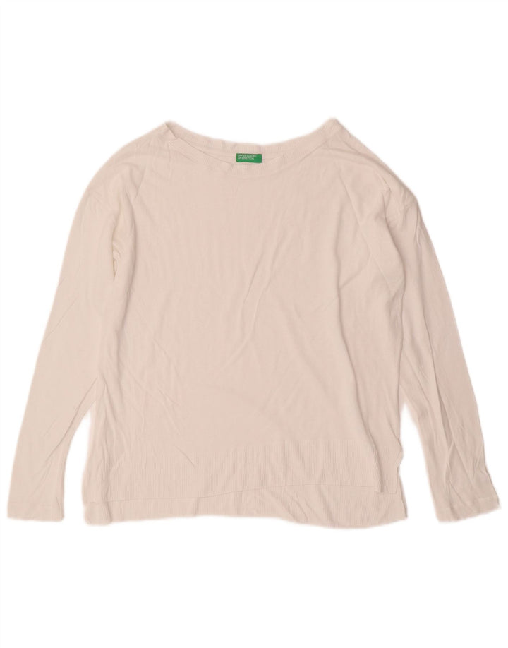 BENETTON Womens Boat Neck Jumper Sweater UK 14 Medium White