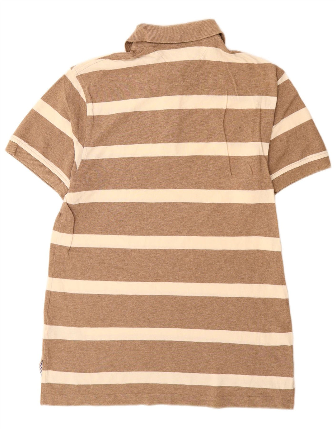 Tommy Hilfiger Mens Polo Shirt Small Brown Striped Cotton