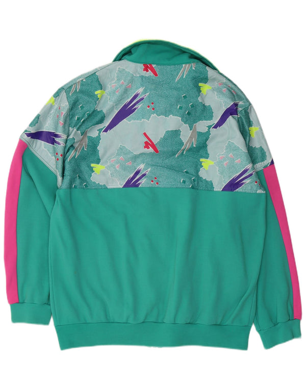 VINTAGE Mens Tracksuit Top Jacket Large Green Geometric