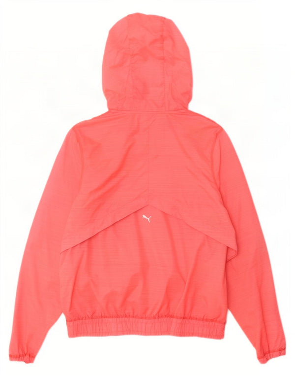 Puma Womens Graphic Hooded Tracksuit Top Jacket UK 16 Large Pink Nylon