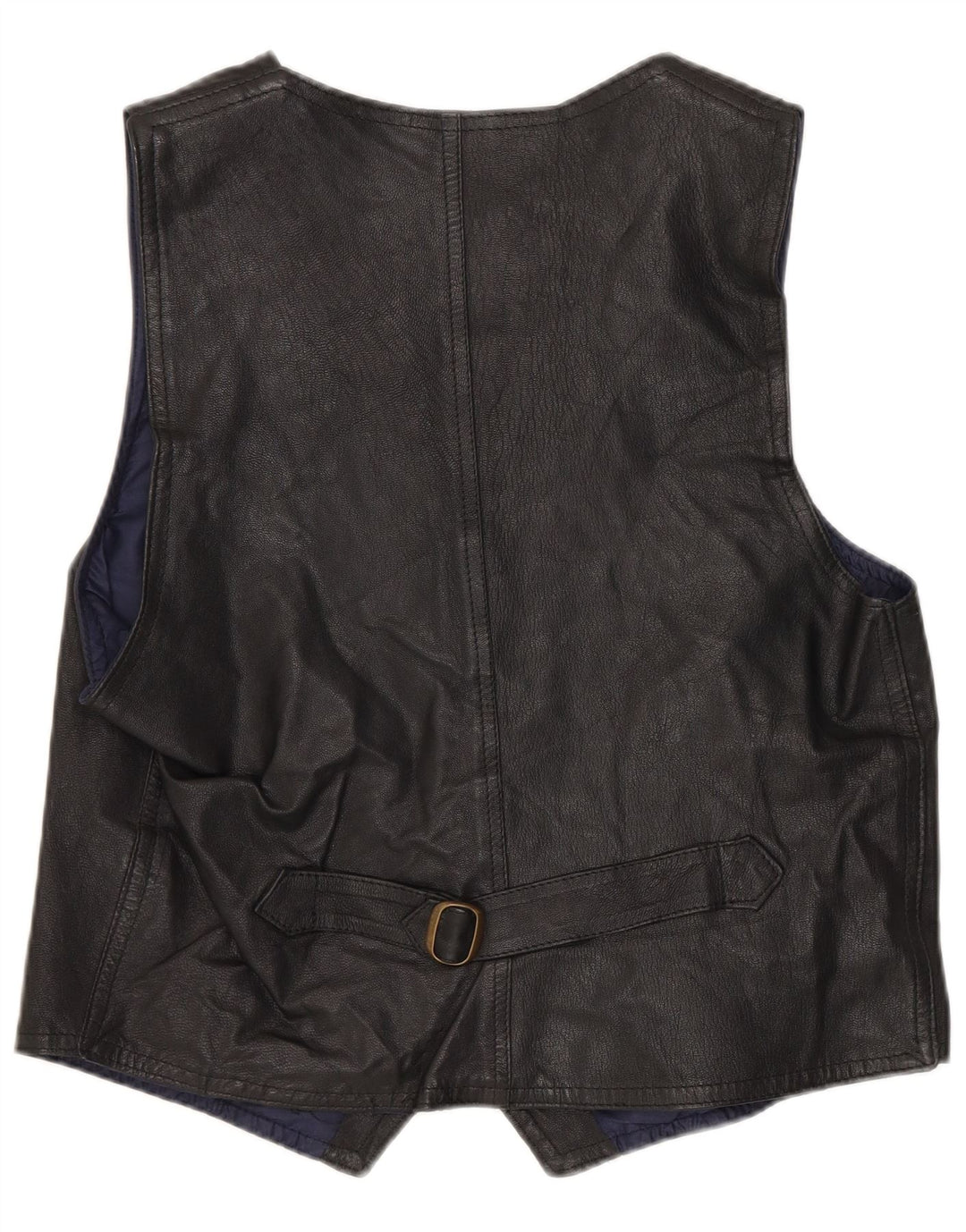 Vintage Mens Leather Waistcoat Medium Black Leather
