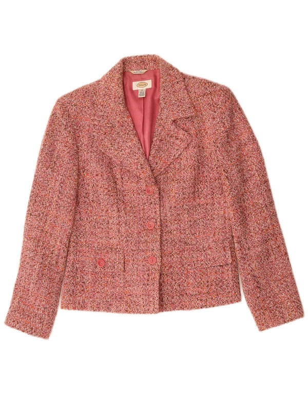 TALBOTS Womens 3 Button Blazer Jacket US 8 Medium Pink Flecked Acrylic
