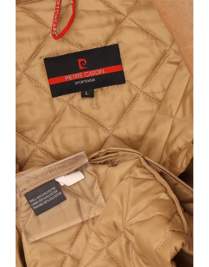 Pierre Cardin Mens Quilted Jacket UK 40 Large Beige Polyester